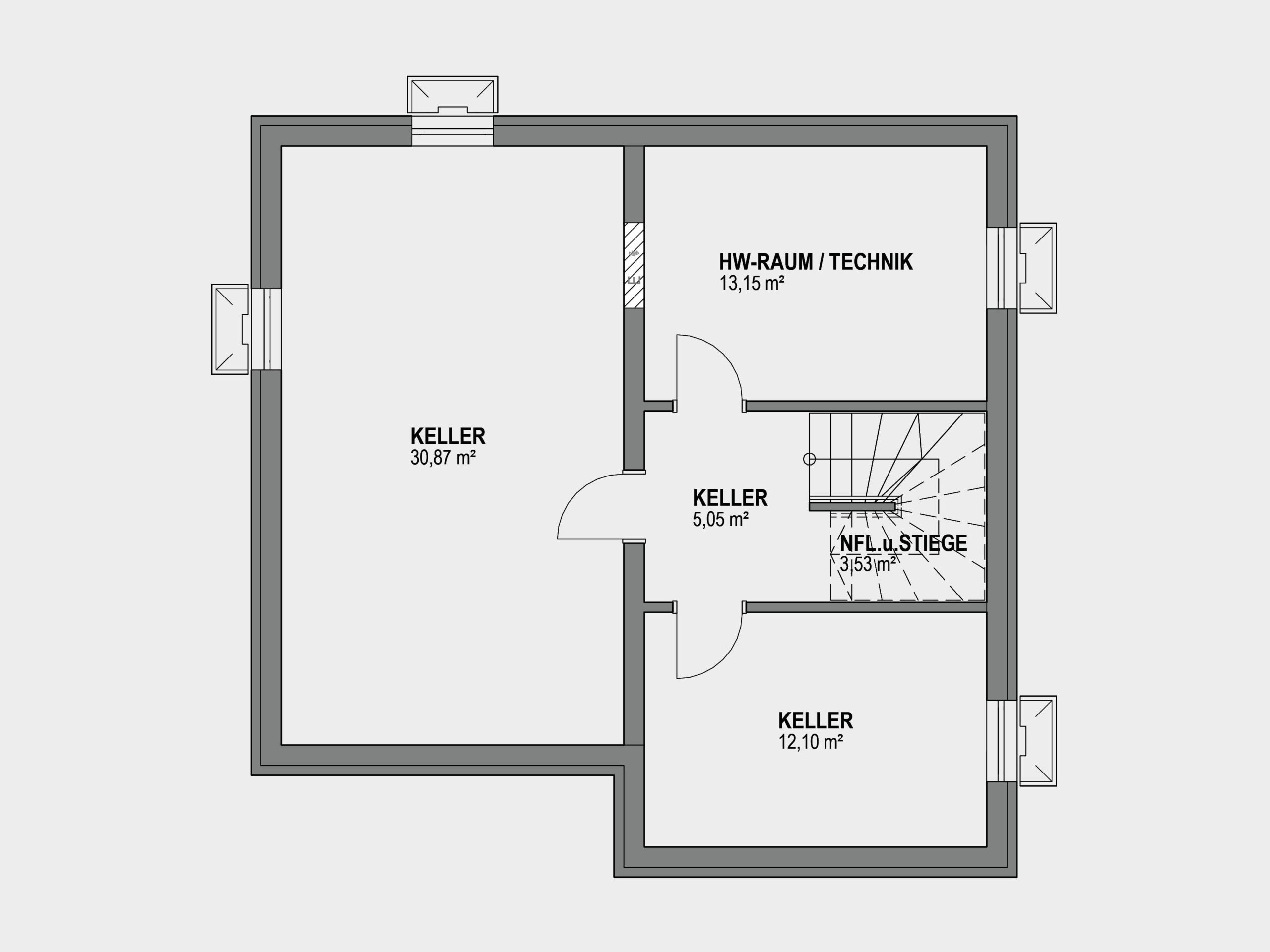 Grundriss Typenhaus 125 Kellergeschoß