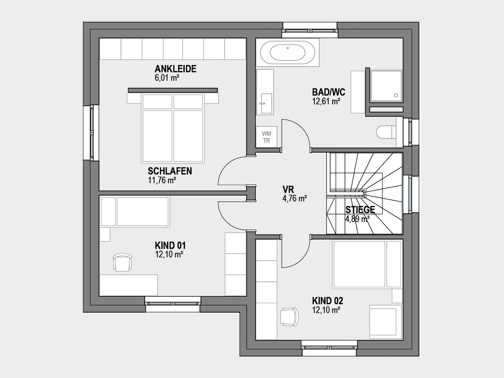 Grundriss Typenhaus Graz 125 OG