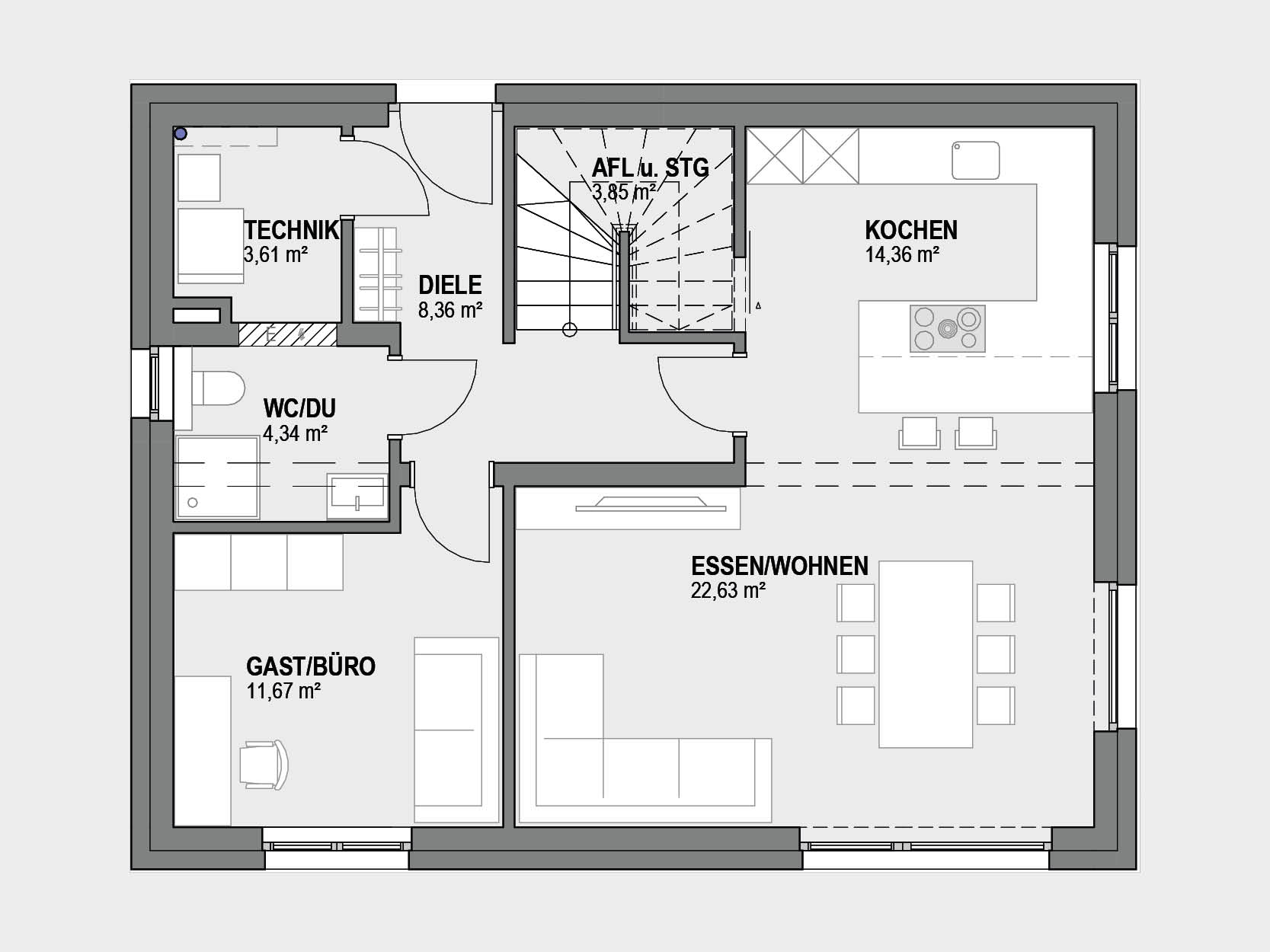 Erdgeschoss Grundriss eines Hauses