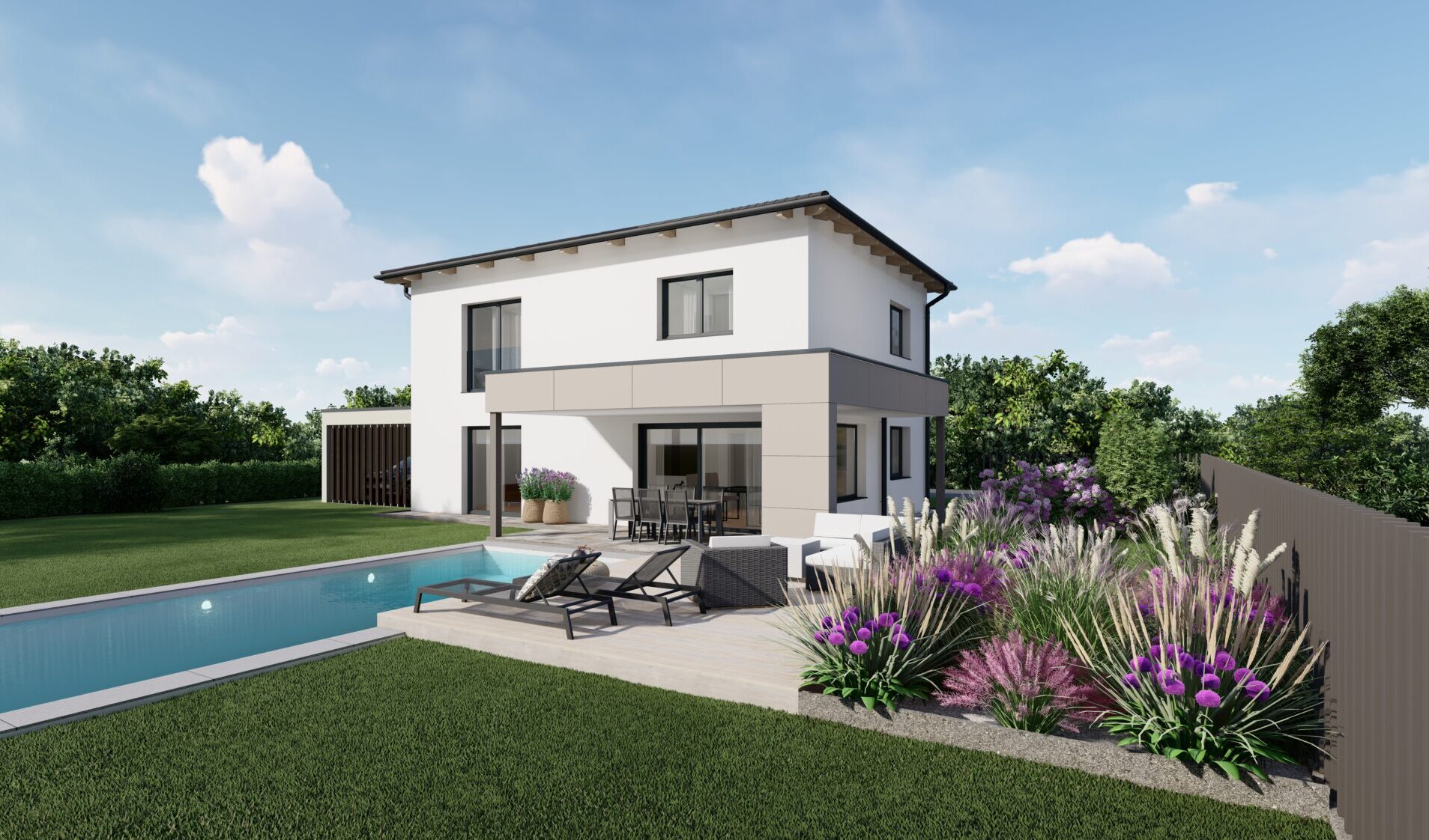 Modernes Haus mit Garten und Pool